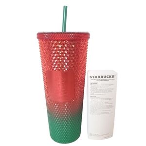 Starbucks X Disneyland 2022 Diamond‎ Christmas Tumbler Red Green 24 oz New